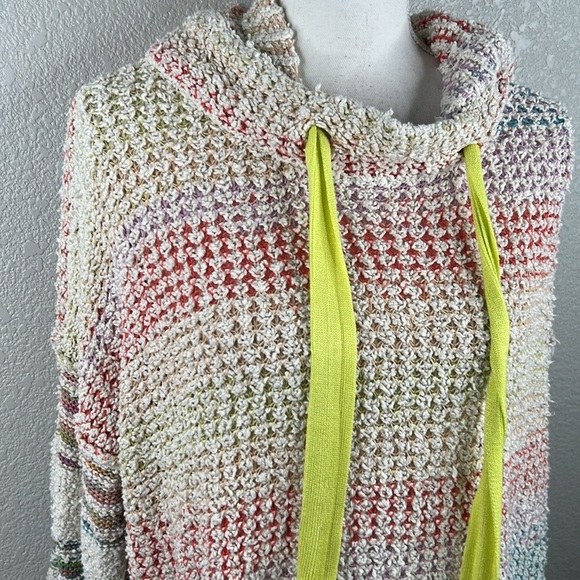 Free People Sit Next To Me Boho Knit Multi-Colored Oversized Hoodie Size Small - Picture 2 of 7